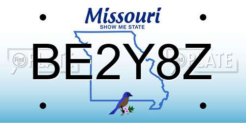 BE2Y8Z Missouri License Plate