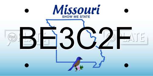 BE3C2F Missouri License Plate