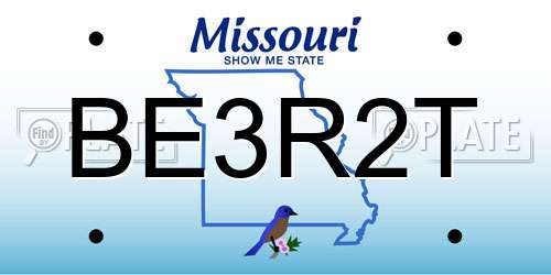 BE3R2T Missouri License Plate