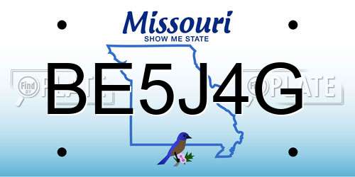 BE5J4G Missouri License Plate