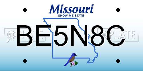 BE5N8C Missouri License Plate