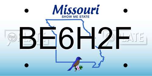 BE6H2F Missouri License Plate