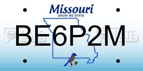 BE6P2M Missouri License Plate