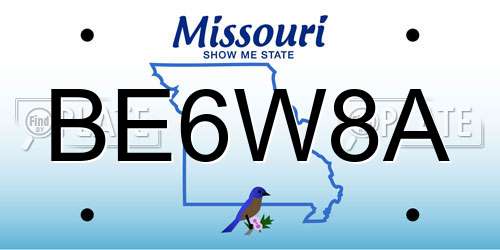 BE6W8A Missouri License Plate