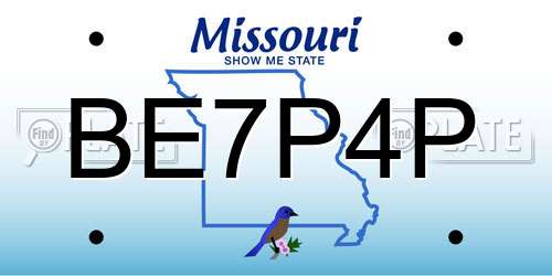 BE7P4P Missouri License Plate