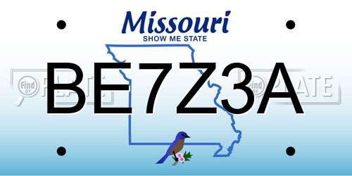 BE7Z3A Missouri License Plate