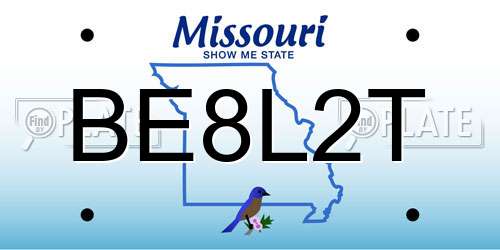 BE8L2T Missouri License Plate