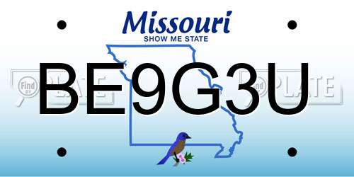 BE9G3U Missouri License Plate