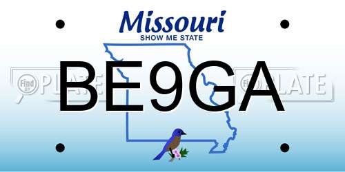 BE9GA Missouri License Plate