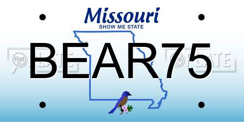 BEAR75 Missouri License Plate