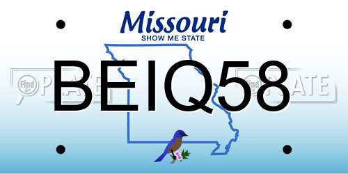 BEIQ58 Missouri License Plate