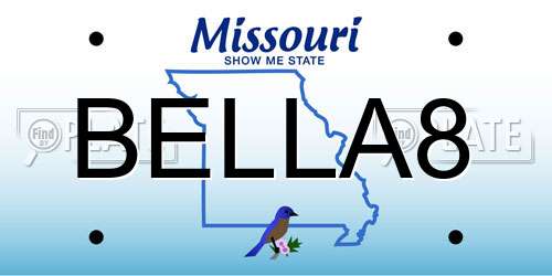BELLA8 Missouri License Plate