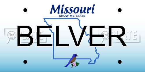 BELVER Missouri License Plate