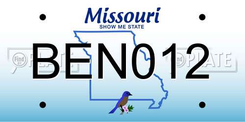 BEN012 Missouri License Plate