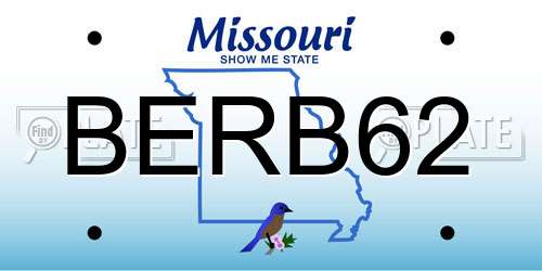 BERB62 Missouri License Plate