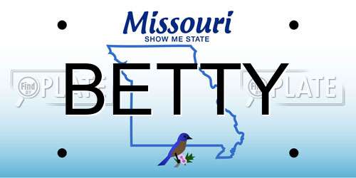 BETTY Missouri License Plate