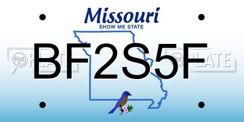 BF2S5F Missouri License Plate