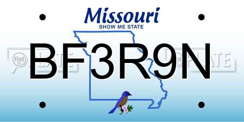 BF3R9N Missouri License Plate