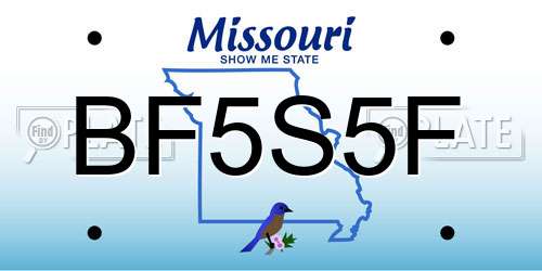 BF5S5F Missouri License Plate