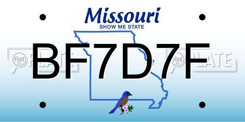 BF7D7F Missouri License Plate