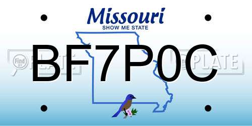 BF7P0C Missouri License Plate