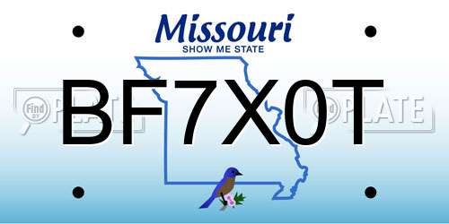 BF7X0T Missouri License Plate