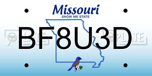 BF8U3D Missouri License Plate