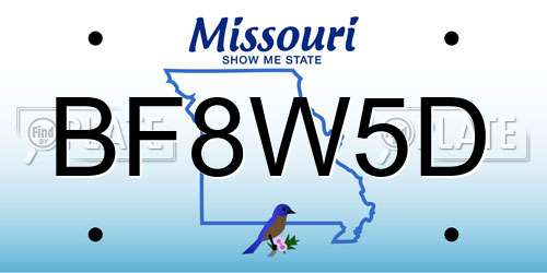 BF8W5D Missouri License Plate