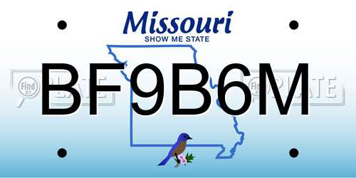 BF9B6M Missouri License Plate