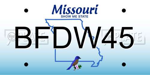 BFDW45 Missouri License Plate