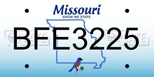 BFE3225 Missouri License Plate