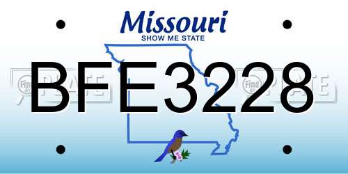 BFE3228 Missouri License Plate