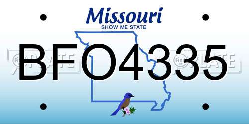 BFO4335 Missouri License Plate