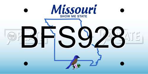 BFS928 Missouri License Plate