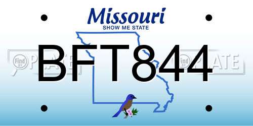 BFT844 Missouri License Plate