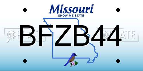 BFZB44 Missouri License Plate