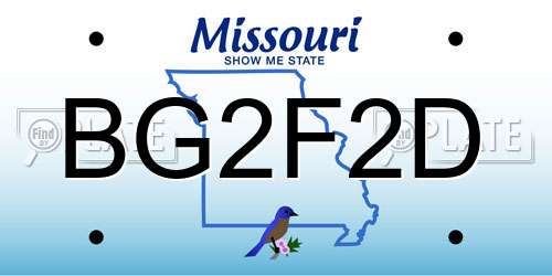 BG2F2D Missouri License Plate