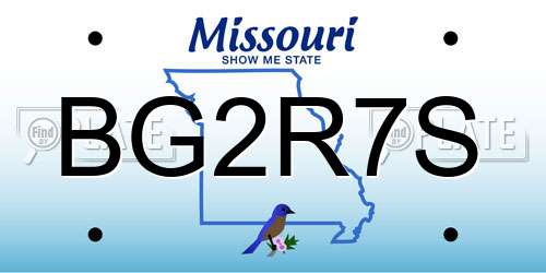 BG2R7S Missouri License Plate