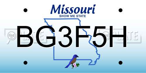 BG3F5H Missouri License Plate