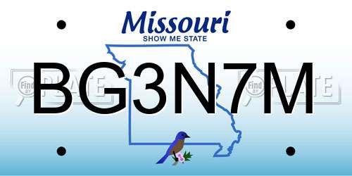 BG3N7M Missouri License Plate