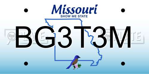 BG3T3M Missouri License Plate