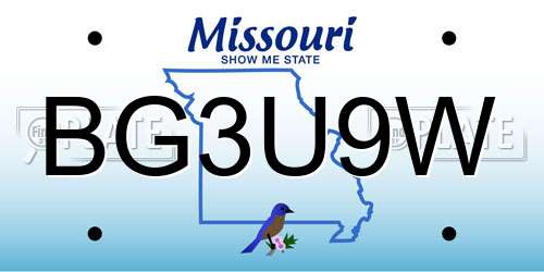 BG3U9W Missouri License Plate