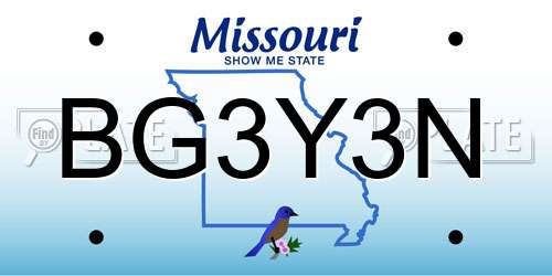 BG3Y3N Missouri License Plate