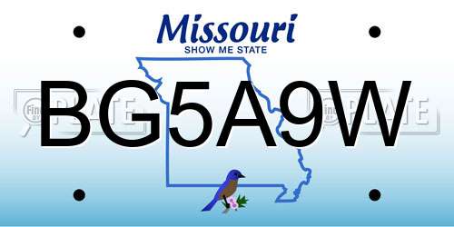 BG5A9W Missouri License Plate