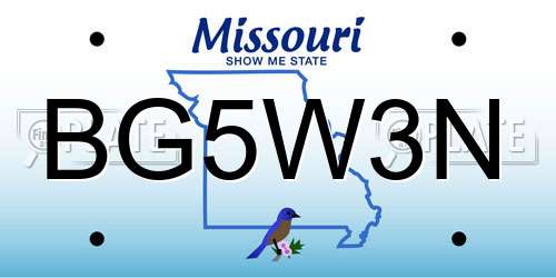 BG5W3N Missouri License Plate