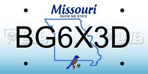 BG6X3D Missouri License Plate