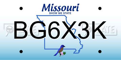 BG6X3K Missouri License Plate