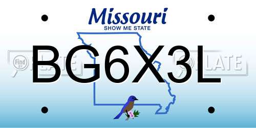 BG6X3L Missouri License Plate