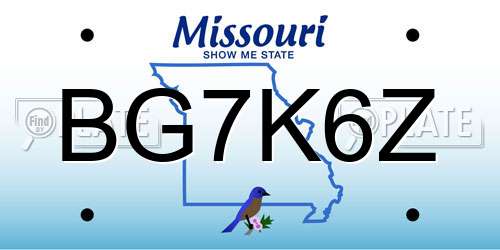 BG7K6Z Missouri License Plate