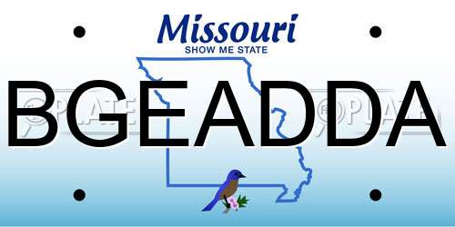 BGEADDA Missouri License Plate